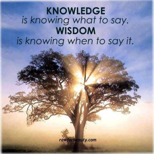 دانش یعنی اینکه بدانی چه بگویی،. اما خرد یعنی بدانی چه هنگام آن را بگویی